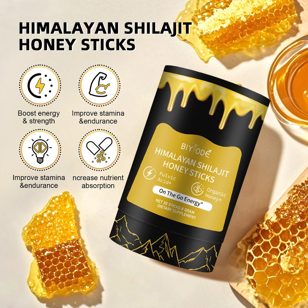 Pure Himalayan Shilajit Supplement Honey Sticks (30 Sticks)
