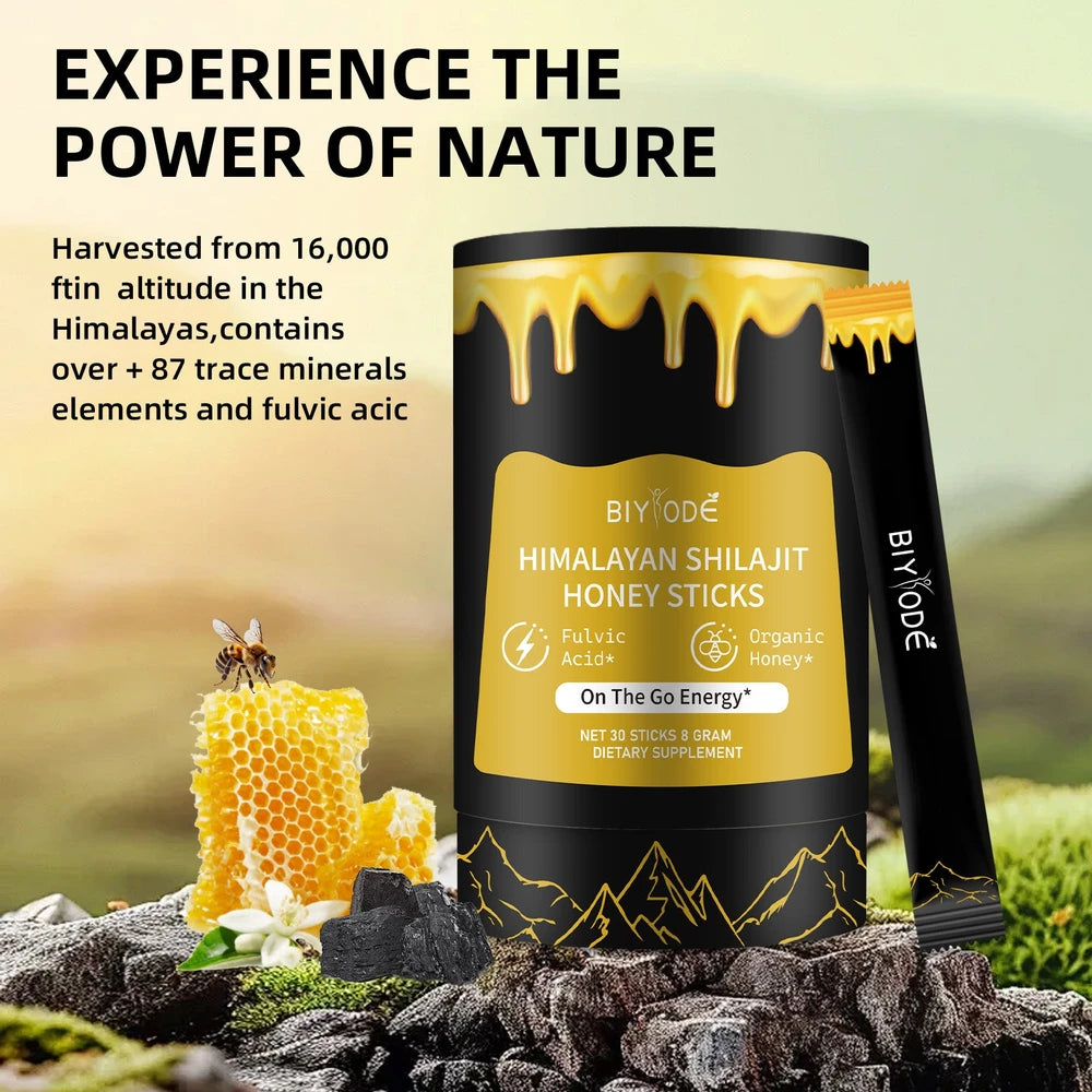 Pure Himalayan Shilajit Supplement Honey Sticks (30 Sticks)