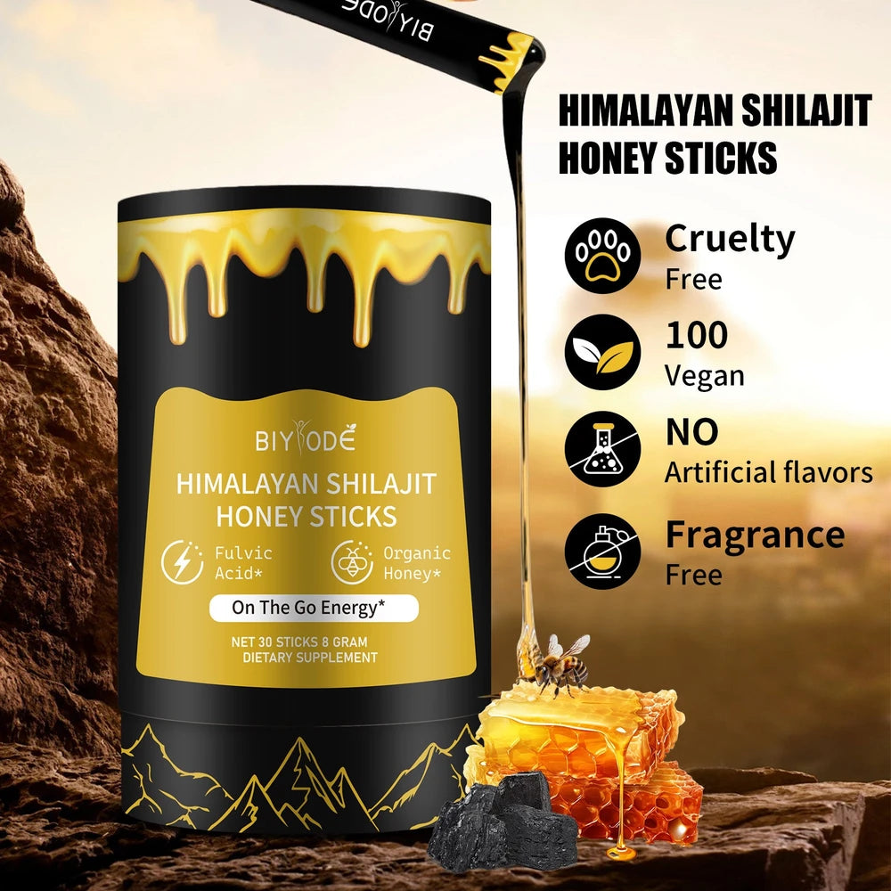 Pure Himalayan Shilajit Supplement Honey Sticks (30 Sticks)