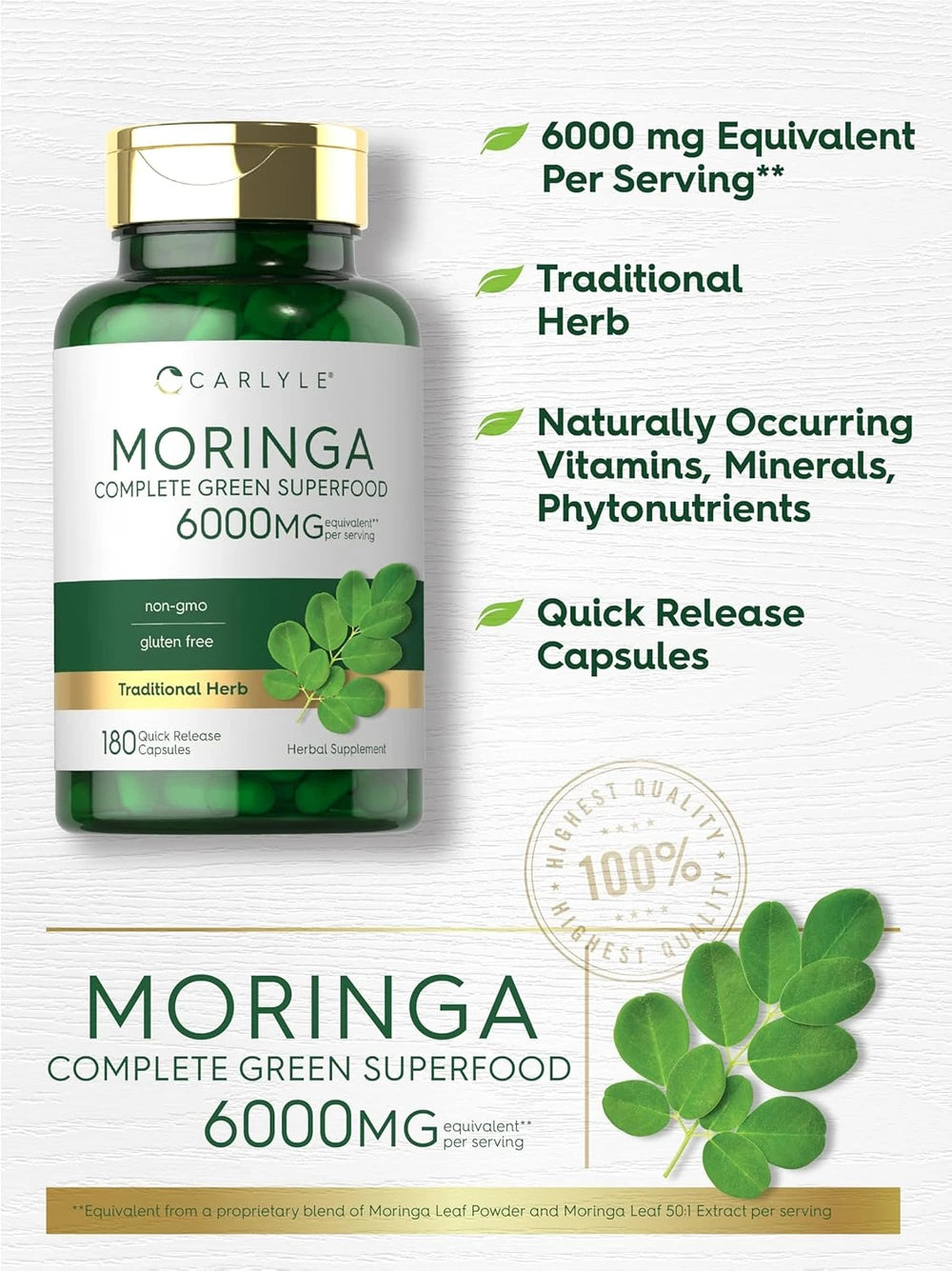 Carlyle Moringa Leaf Capsules