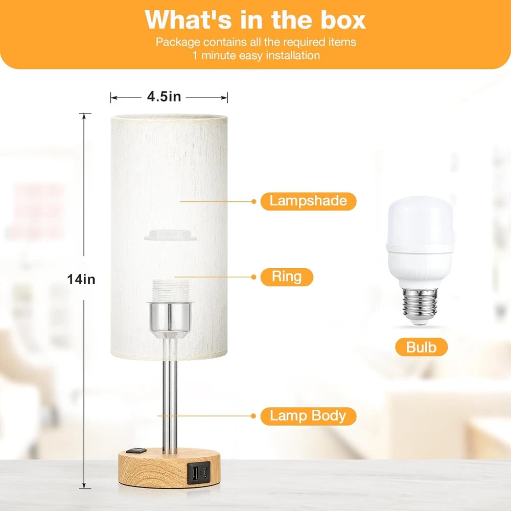 Cream Shade Wood Base Table Lamp