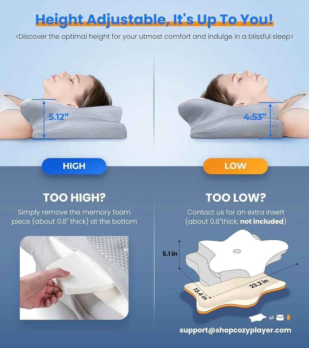 Cozyplayer Adjustable Ergonomic Cooling Pillow